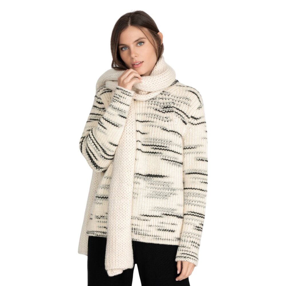 Calme Alpaca‎ Wool Chunky Knit Scarf Ivory